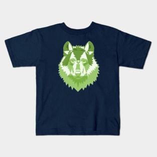 Geometric Green Wolf Kids T-Shirt